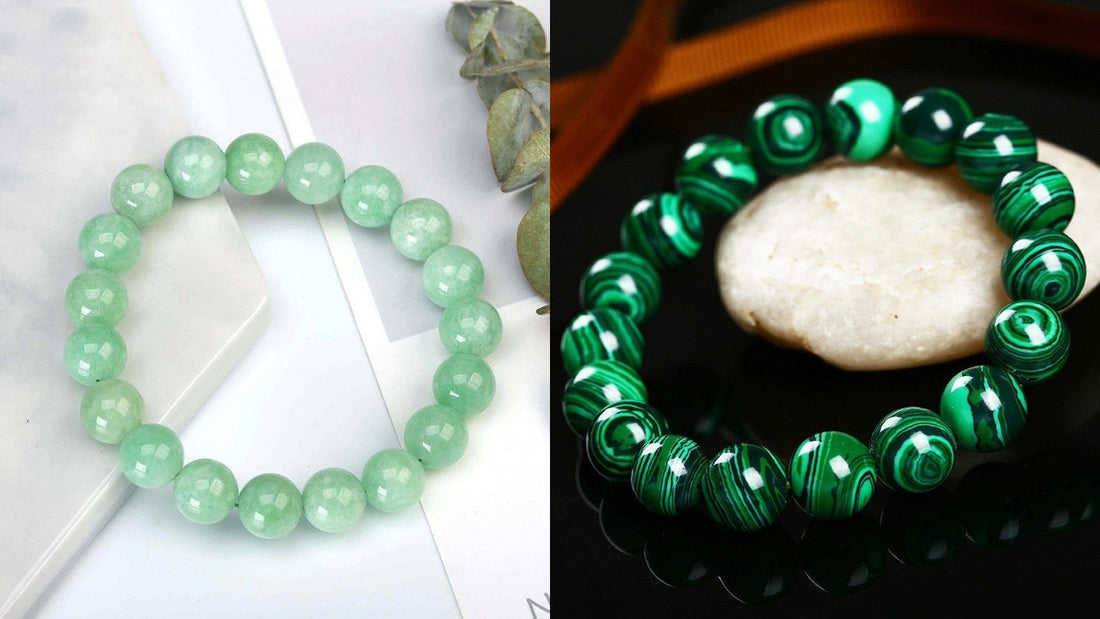 Natural Green Aventurine vs Malachite crystal bracelets comparison