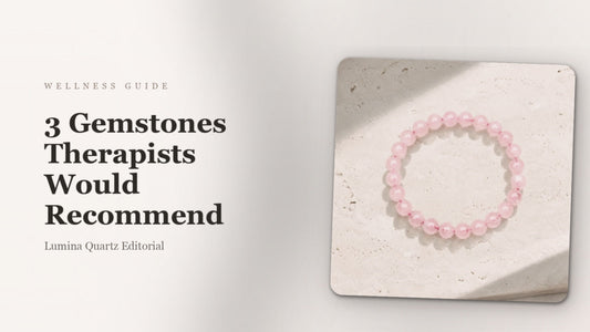 Crystals Therapists Recommend for Stress, Sleep & Grounding (Rose Quartz, Amethyst, Clear Quartz) crystal guide cover