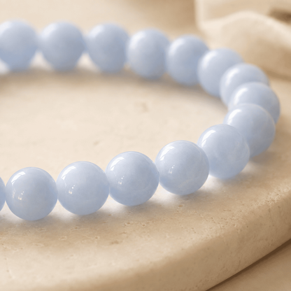 Angelite Bracelet – Gentle Reassurance | Lumina Quartz - macro