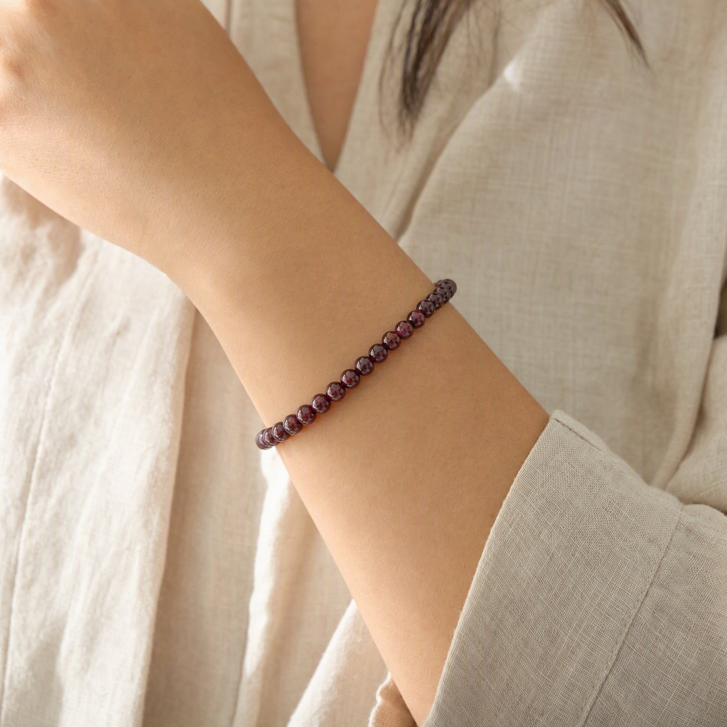 Garnet Confidence Bracelet – Grounded Strength | Lumina Quartz - wearing