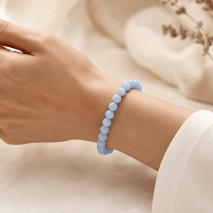 Angelite Bracelet – Gentle Reassurance | Lumina Quartz - wearing