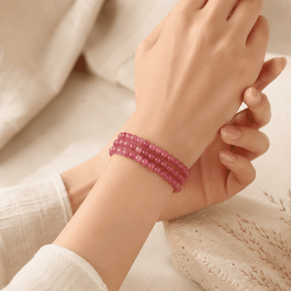 Pink Tourmaline Bracelet – Tender Confidence | Lumina Quartz - wearing