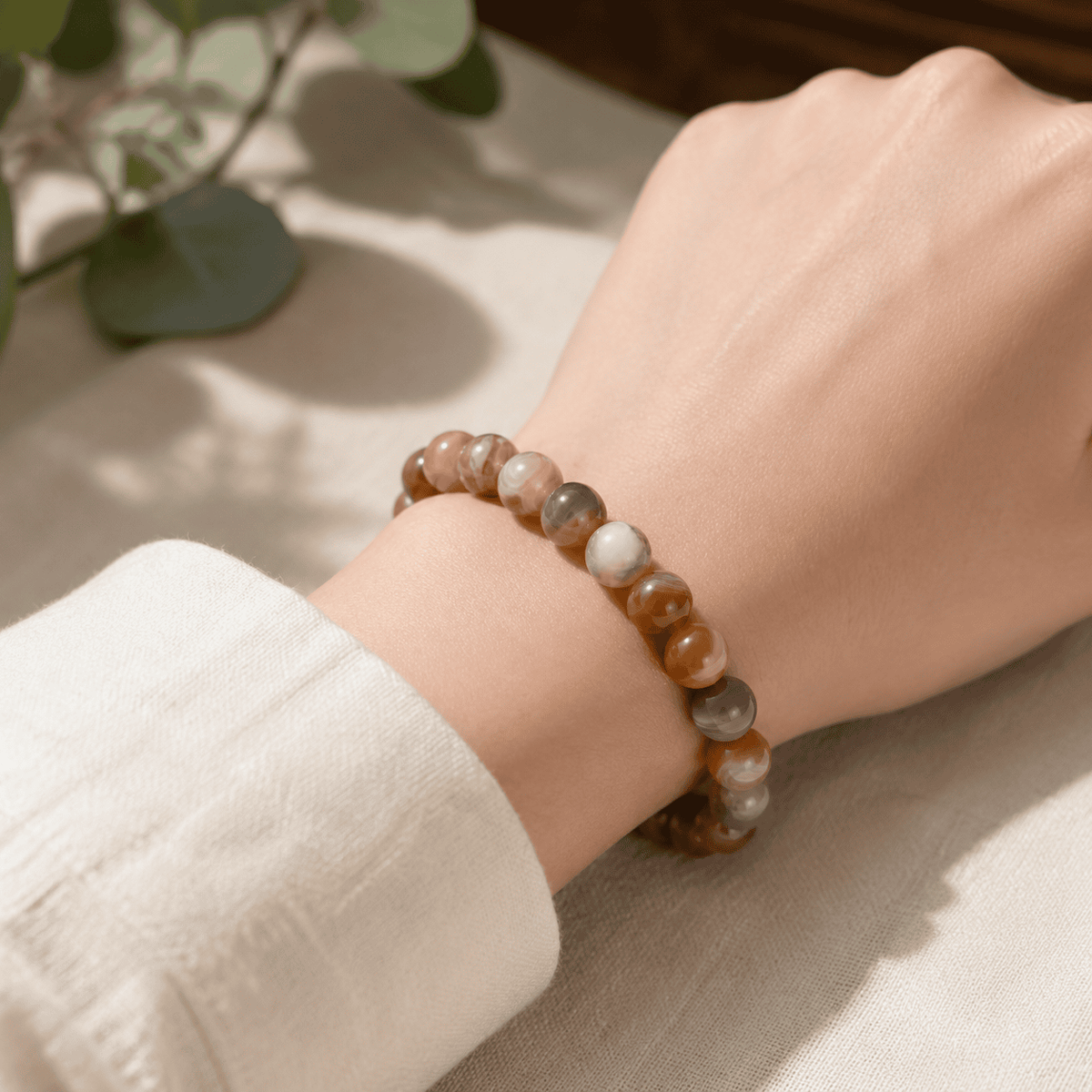 Botswana Agate Bracelet – Patient Grounding | Lumina Quartz - wearing