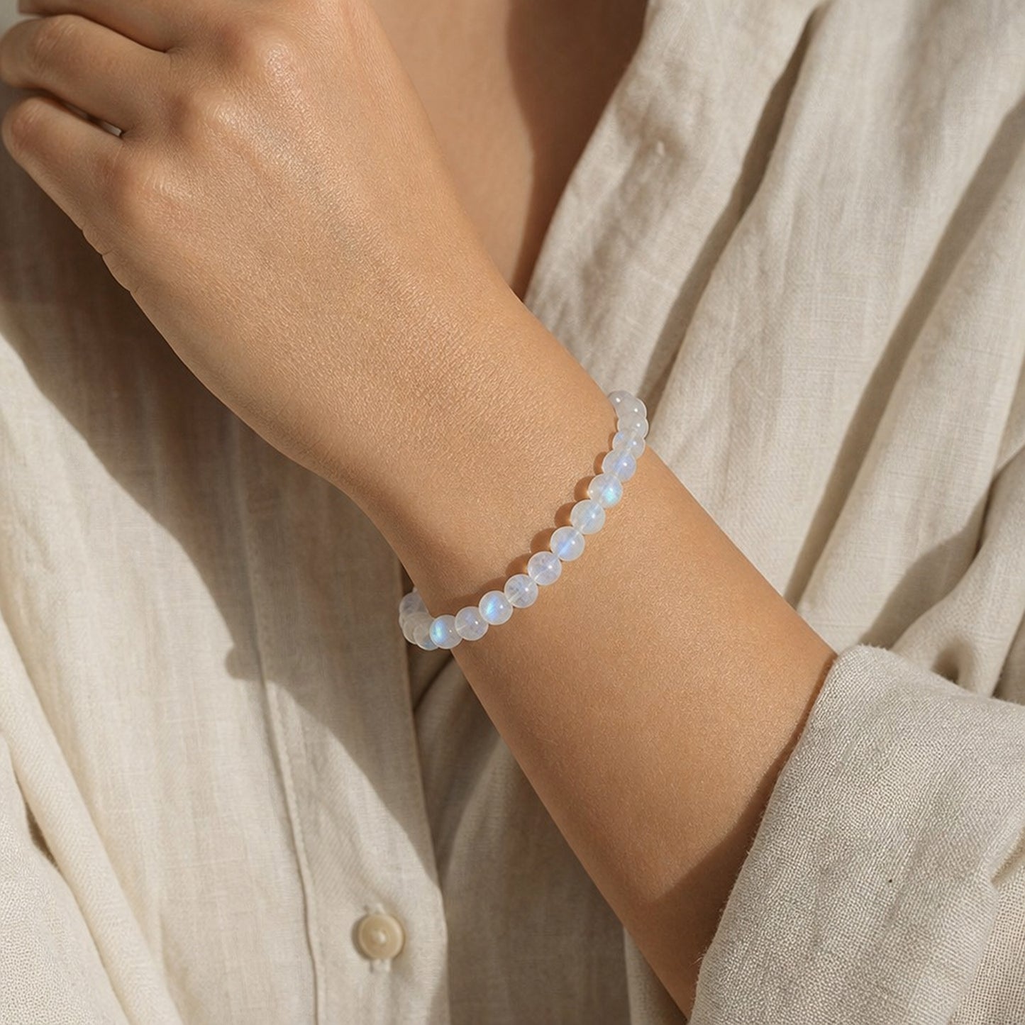 Moonstone Mindful Bracelet – Intentional Energy | Lumina Quartz - wearing