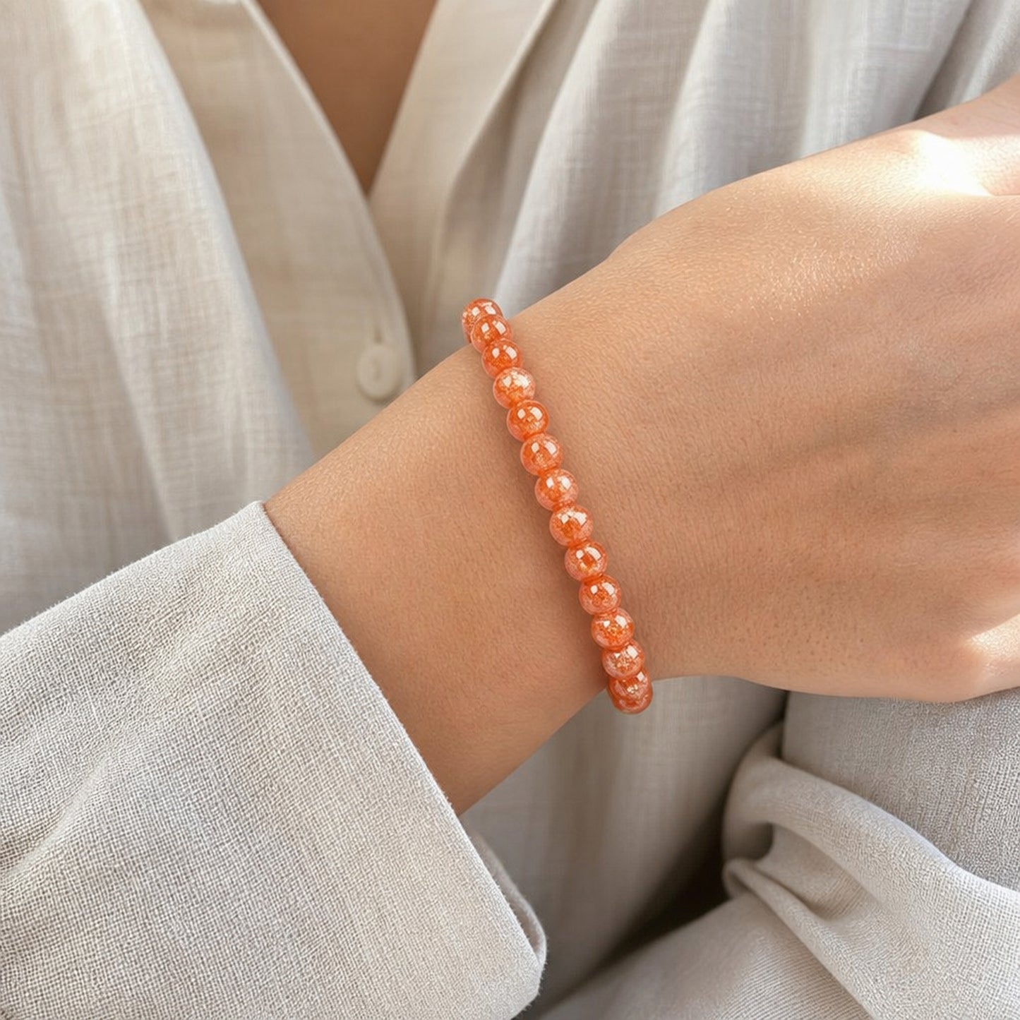Sunstone Mindful Bracelet – Intentional Energy | Lumina Quartz - wearing