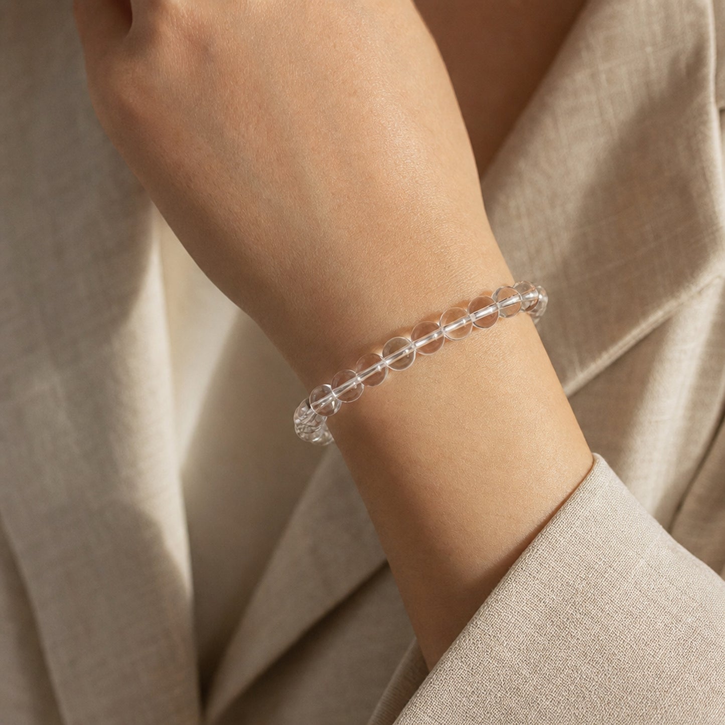 Clear Quartz Clarity Bracelet – Clear Intention | Lumina Quartz - wearing