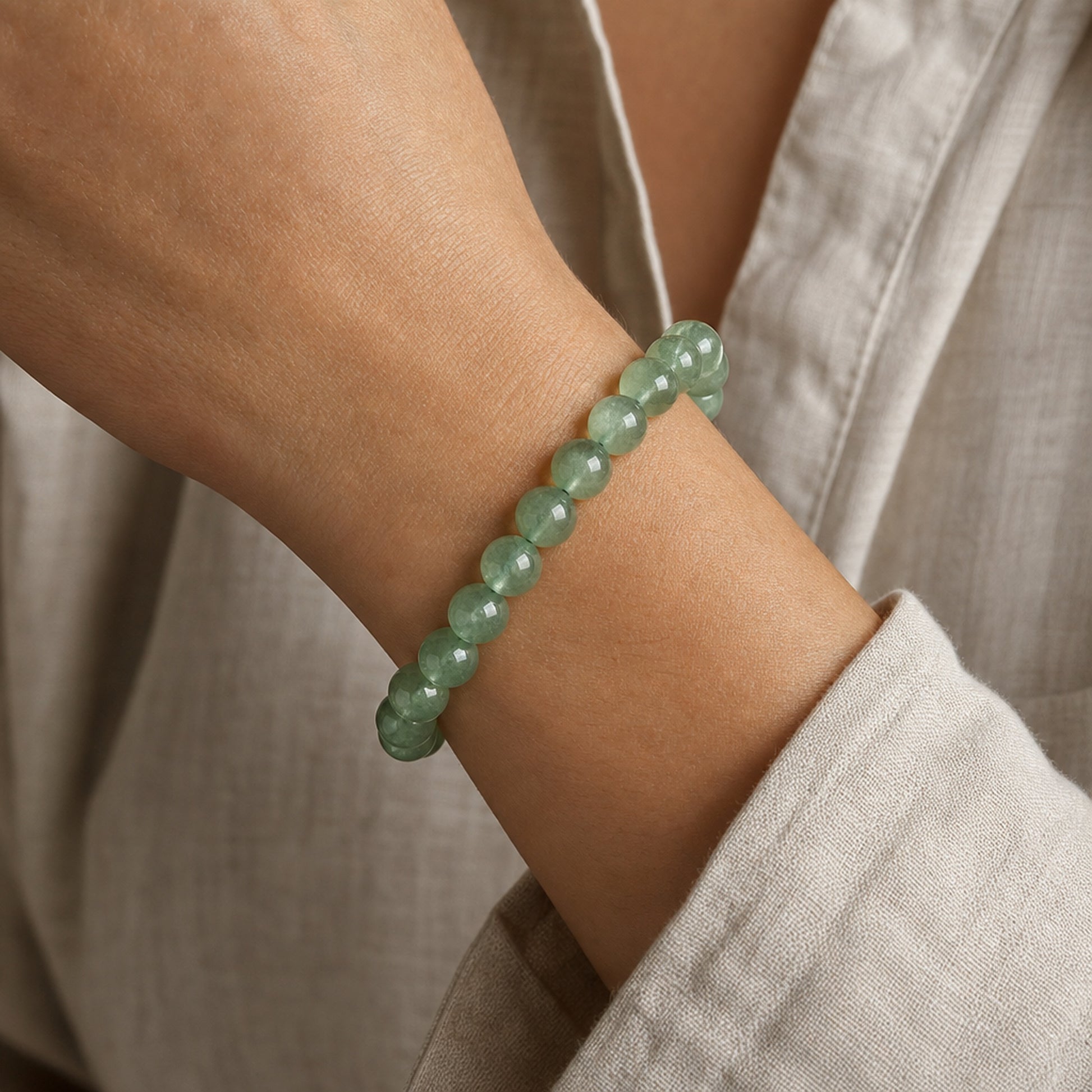 Green Strawberry Quartz Clarity Bracelet – Clear Intention | Lumina Quartz - wearing