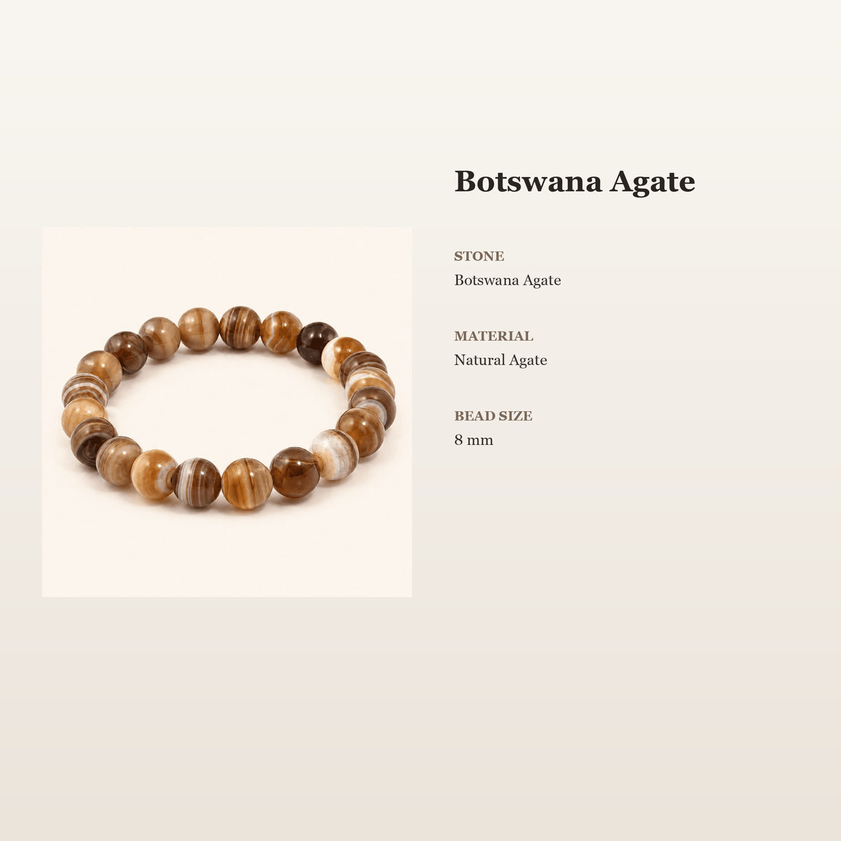 Botswana Agate Bracelet – Patient Grounding | Lumina Quartz - size_card