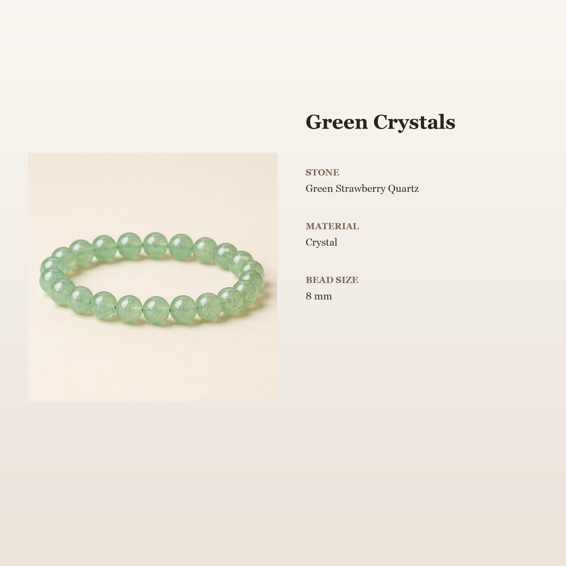 Green Strawberry Quartz Clarity Bracelet – Clear Intention | Lumina Quartz - size_card