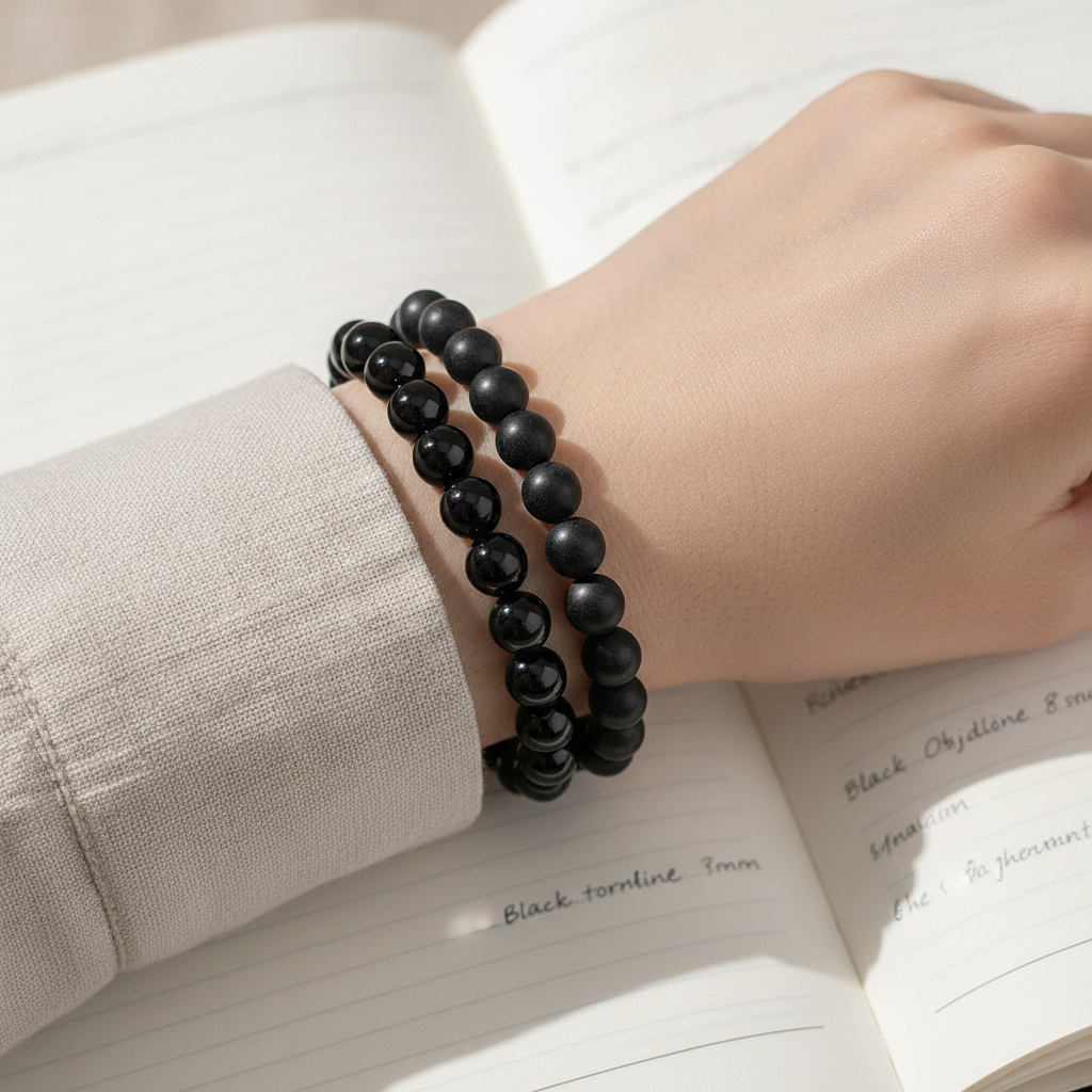 The Ultimate Bio-Shield Ritual Duo - Black Tourmaline and Obsidian Dual Bracelets Wrist Stack