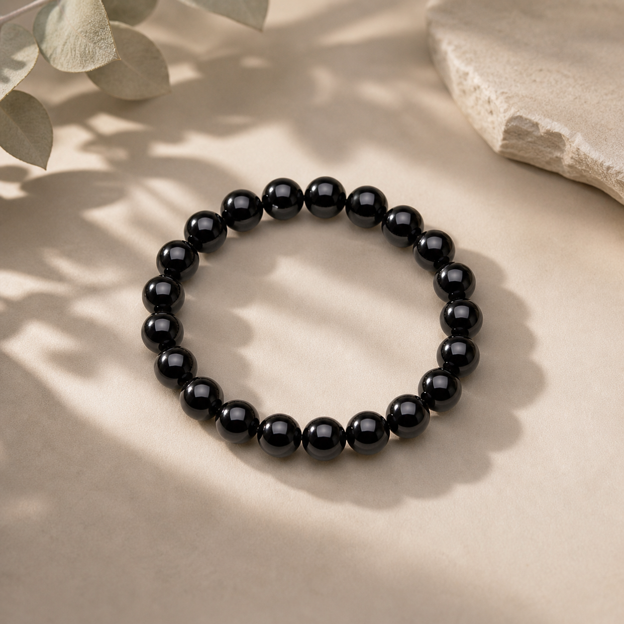 Obsidian Bracelet Beaded Round Beads Obsidian