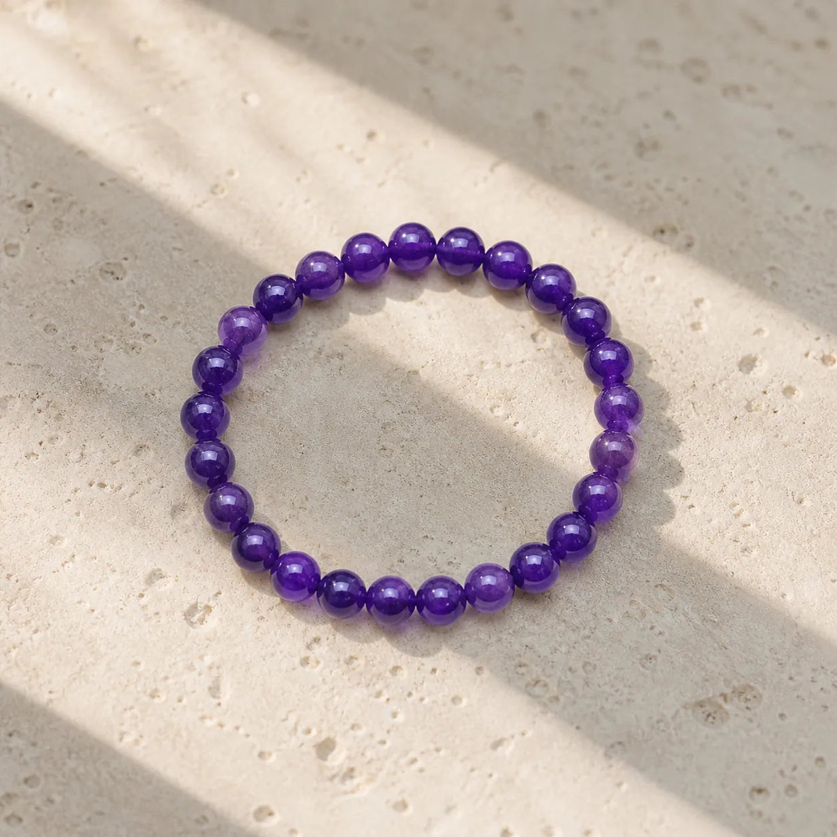 Grade AAA Natural Amethyst Calm Bracelet (8mm beads)