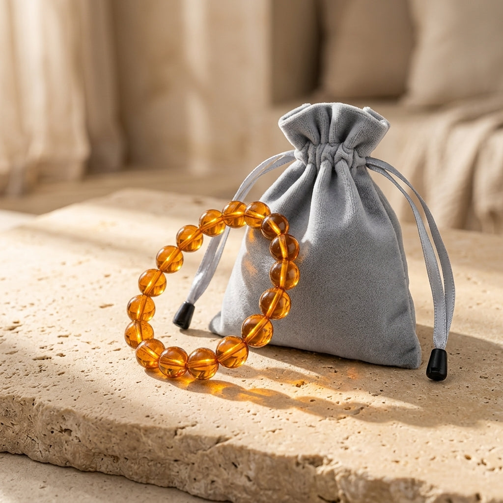 Natural Citrine Abundance Bracelet with Complimentary Velvet Travel Pouch · Lumina Quartz