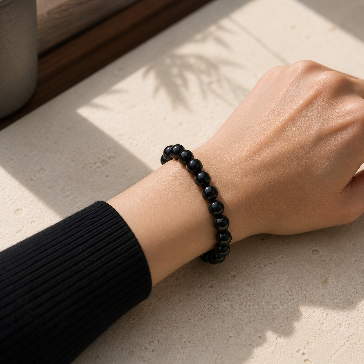 Obsidian Bracelet Beaded Round Beads Obsidian