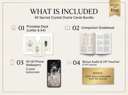 The Sacred Crystal Oracle Deck · 40 Printable Pocket Archetype Cards & Guidebook · Lumina Quartz Official Digital Asset #3