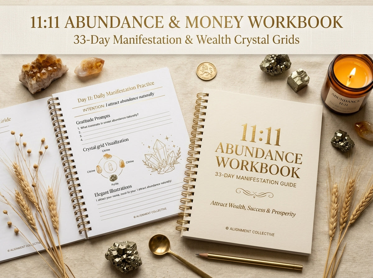 11:11 Abundance & Money Alignment Workbook · 33-Day Wealth Manifestation & Sacred Grids · Lumina Quartz Official Digital Asset #1