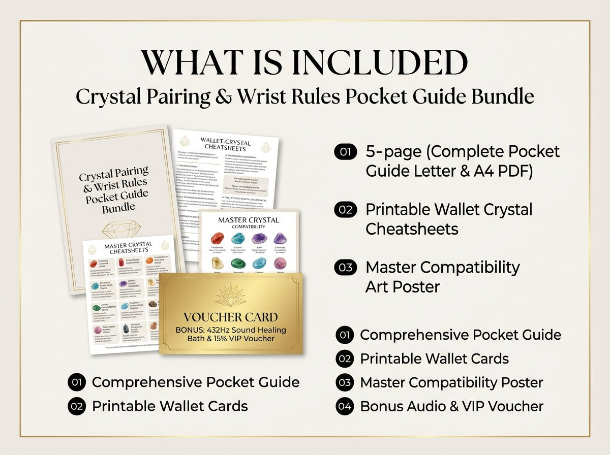 The Sacred Crystal Prescription & Pairing Bible · Left/Right Wrist Rules & Synergy Field Guide · Lumina Quartz Official Digital Asset #3
